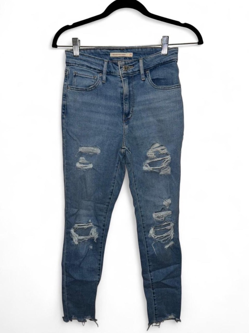 Levi's Distressed High-Rise Skinny Jeans - Blue